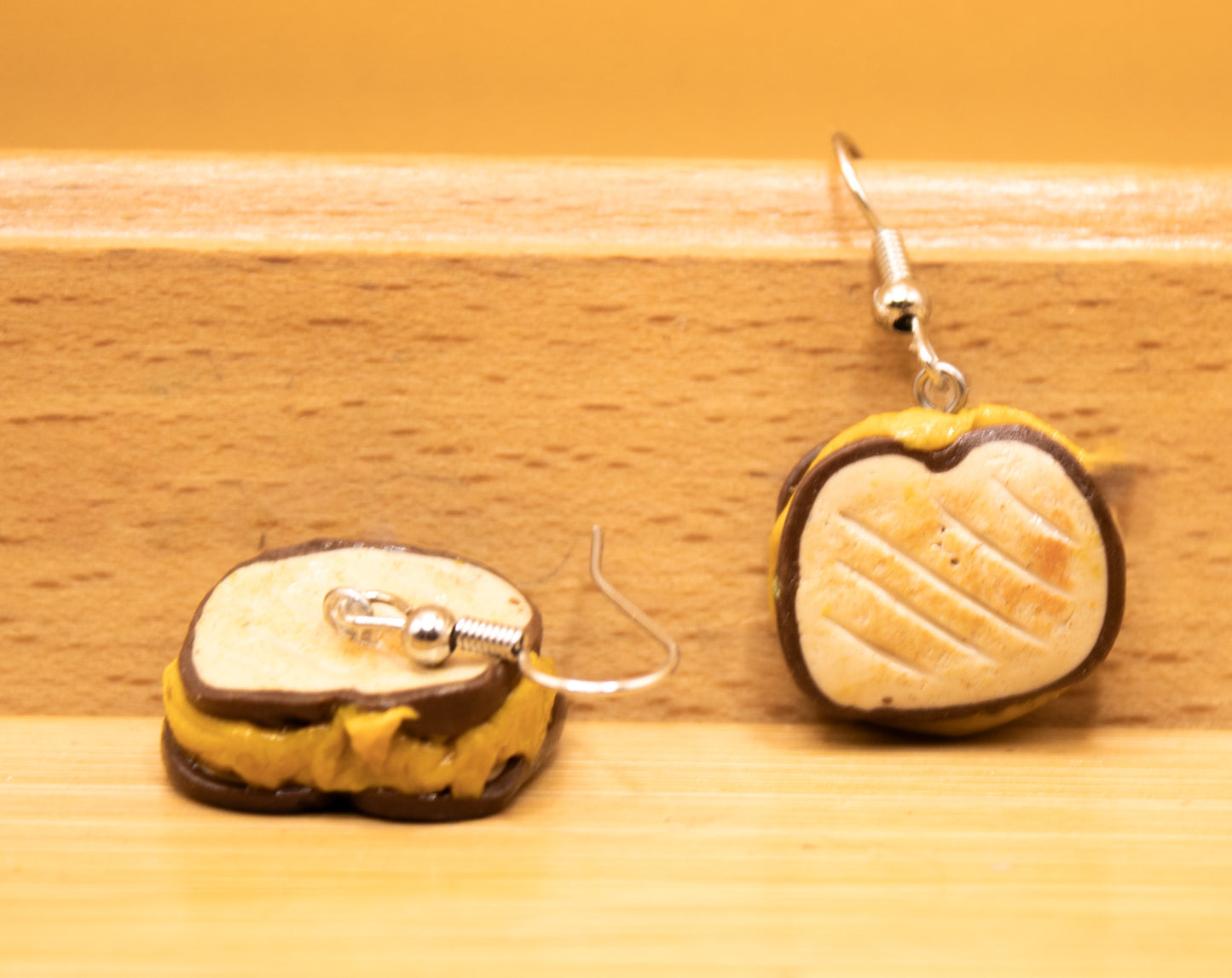 Grilled cheese earrings
